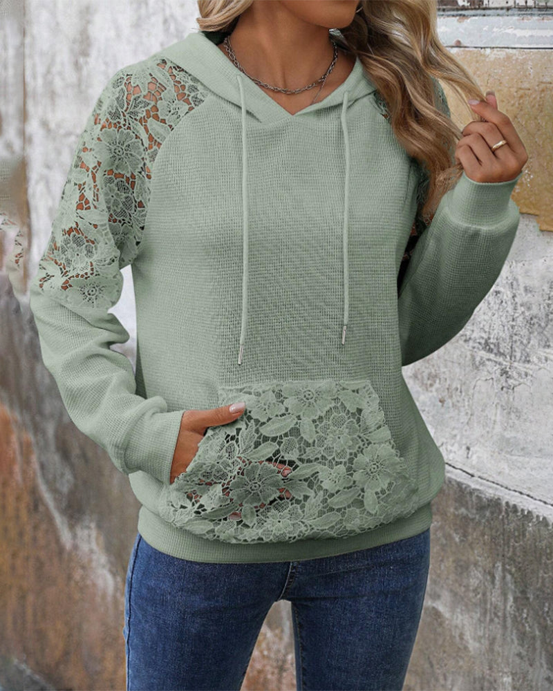 ALESSIA | Casual Lace Hoodie with V-Neck